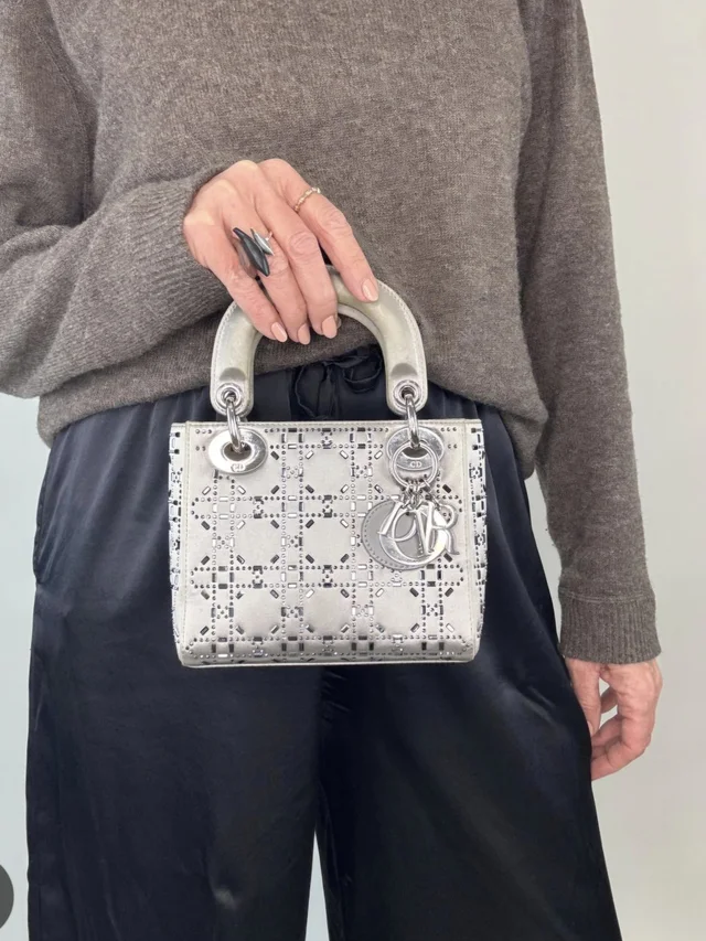 Crystal Cannage Mini Lady Dior Limited Edition. in silver|gray Satin from Poshmark, photo 1 of 1