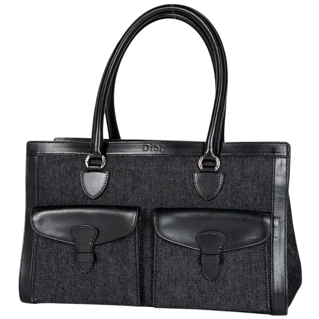 Dior Tote Bag Denim Black in Black Denim from The Reluxe