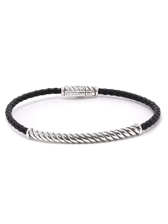 David Yurman Chevron Woven Leather Bracelet in silver|black|gray Woven leather from Poshmark