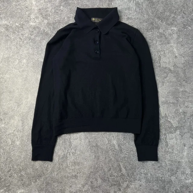 Loro Piana Uniform Black Long Sleeve Cashmere/Silk Polo, Women's (Size Xs) in black Silk from Grailed