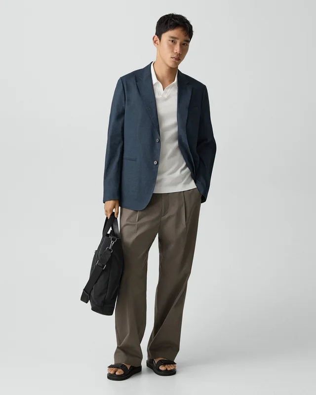 Theory Standard Blazer in Good Linen in DARK BLUE WING 62% Linen, 36% Viscose, 2% Elastane, photo 5 of 14 from Theory