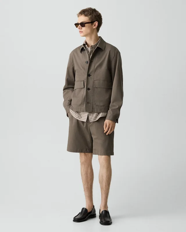 Theory Button-Up Jacket in Moonsoft Cotton in MOREL 97% Cotton, 3% Spandex, photo 13 of 14 from Theory