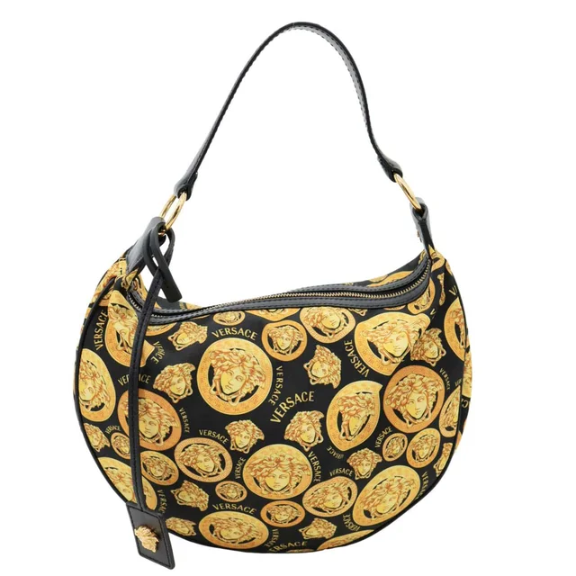Versace Nylon Medusa Amplified Print Hobo Bag Multicolor in Multicolor Nylon from Dallas Designer Handbags