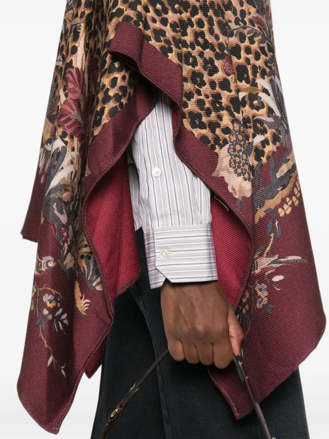 Etro leopard-print floral-pattern poncho, photo 6 of 6 from SENSER