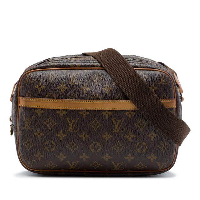Brown Louis Vuitton Monogram Reporter PM Crossbody Bag in Brown Coated canvas from Designer Revival