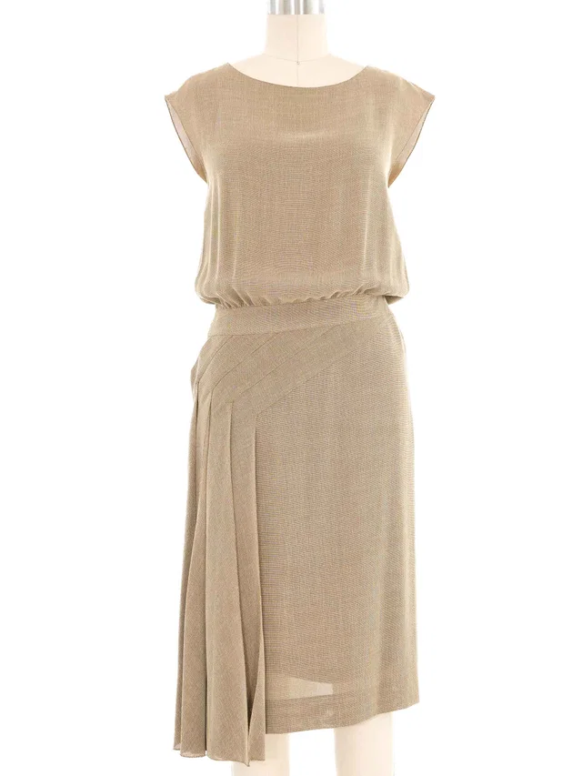 1999 Chanel Pleated Gauze Dress in Woven leather from Arcade Vintage