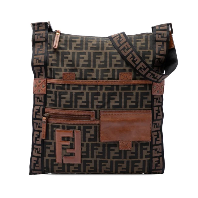 Brown Fendi Zucca Canvas FF Flat Messenger Bag in Brown Canvas from Designer Revival, photo 1 of 1