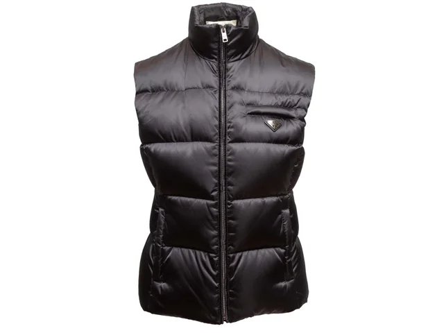 Black Prada Down Puffer Vest Size IT 40 in Black from Designer Revival