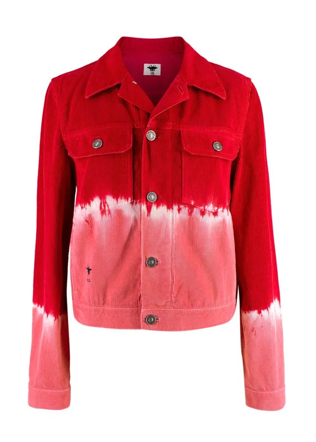 Dior Red & Pink Velvet Corduroy Tie-dye Jacket in Red Velvet from HEWI