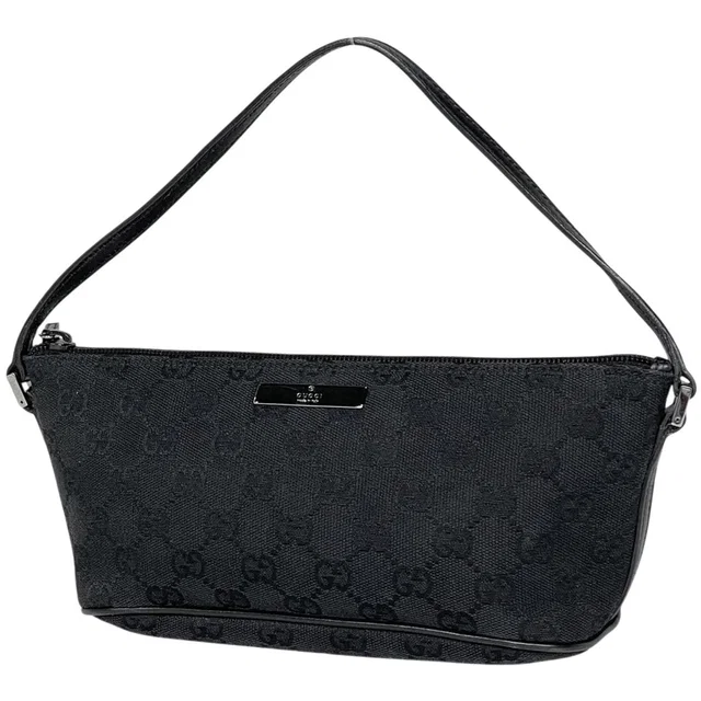 Gucci Handbag GG Pattern Pouch Canvas Black in Black Canvas from The Reluxe