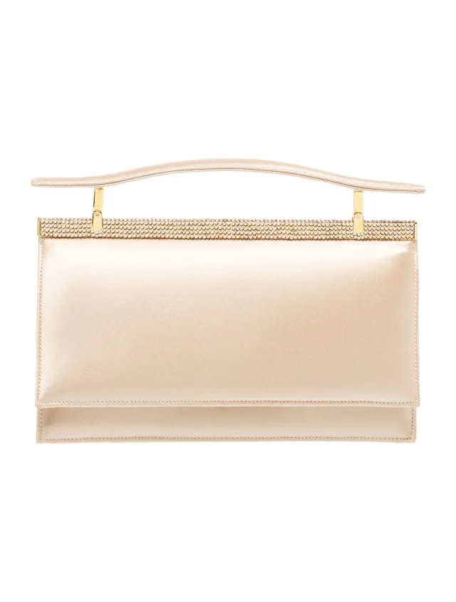 Judith Leiber Satin Clutch in red|brown Satin from The RealReal