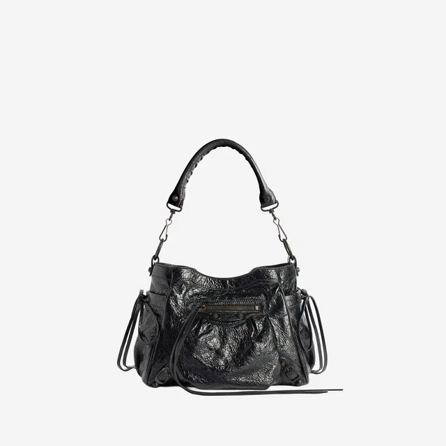 Balenciaga Shoulder Bag — Black Domesticated Lamb Leather in Black Lambskin from HEWI