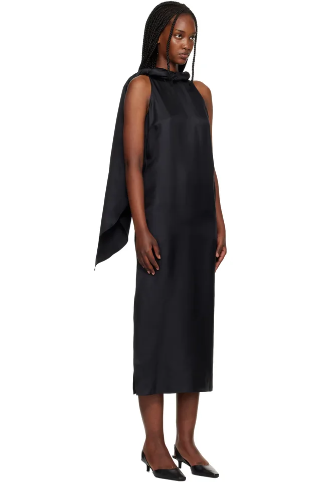 Loulou de Saison Black Susan Twisted Collar Maxi Dress, photo 2 of 4 from SSENSE