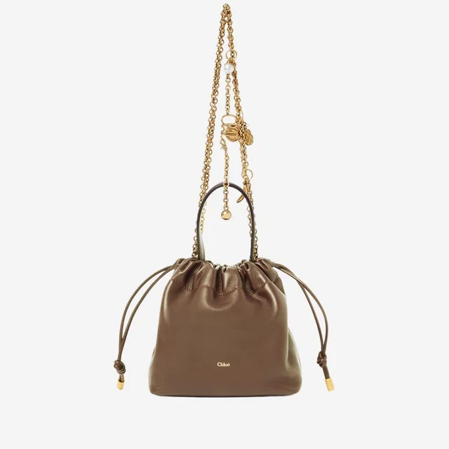 Chloé Drawstring Leather Shoulder Bag — Brown in Brown Leather from HEWI