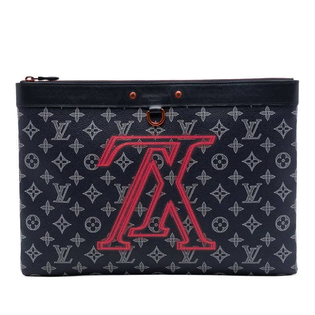 Blue Louis Vuitton Monogram Ink Upside Down Apollo Pochette Clutch Bag in Blue Coated canvas from Designer Revival
