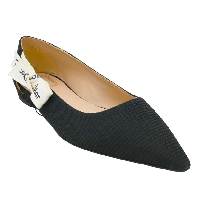 Dior J’Adior Technical Fabric Pointed-Toe Ballet Flats in Leather from Clotheshorse Anonymous