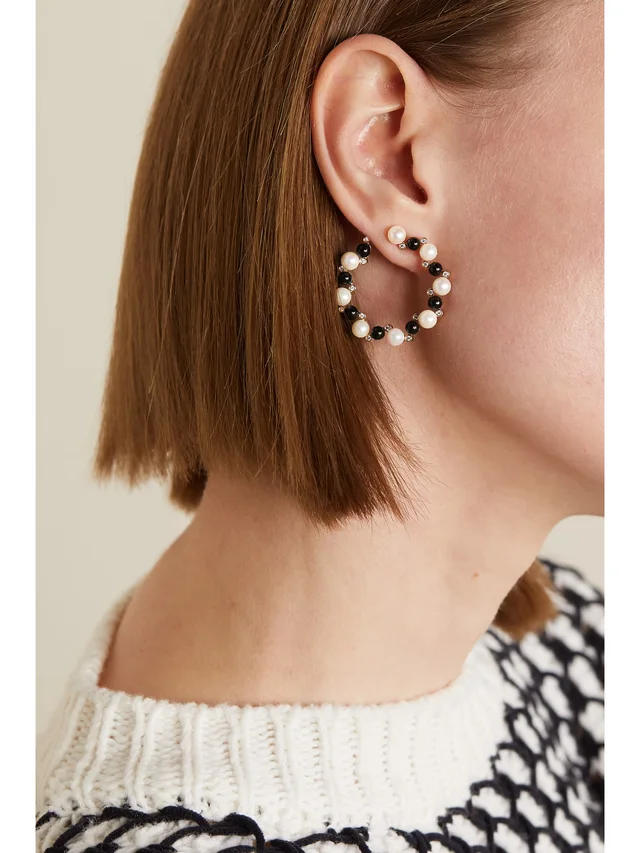 MASON AND BOOKS Scattered Love 14-karat gold multi-stone hoop earrings in Metallic, photo 2 of 2 from NET-A-PORTER (Canada)