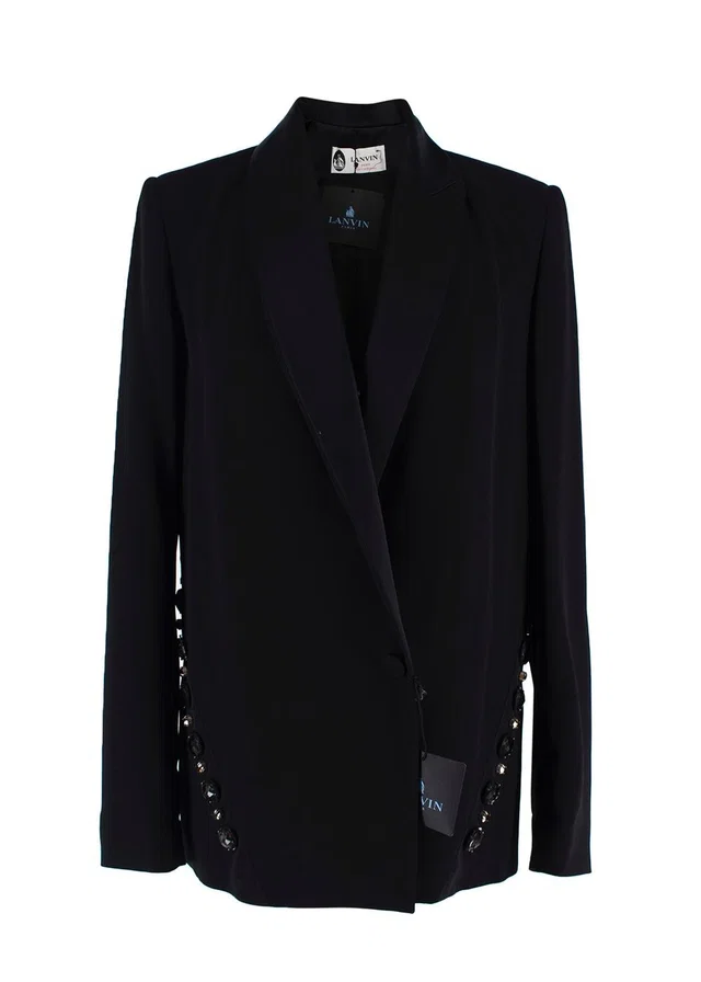 Lanvin Black Single Breasted Jewel Embellished Blazer in Black from HEWI