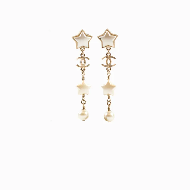 Chanel CC Star Drop Pearl Earrings Costume Jewellery from The Purse Affair