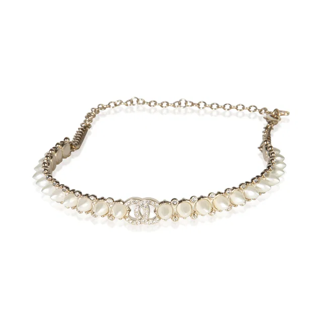 Chanel Gold-Plated 2022 Faux Pearl Studded Necklace in Gold from myGemma