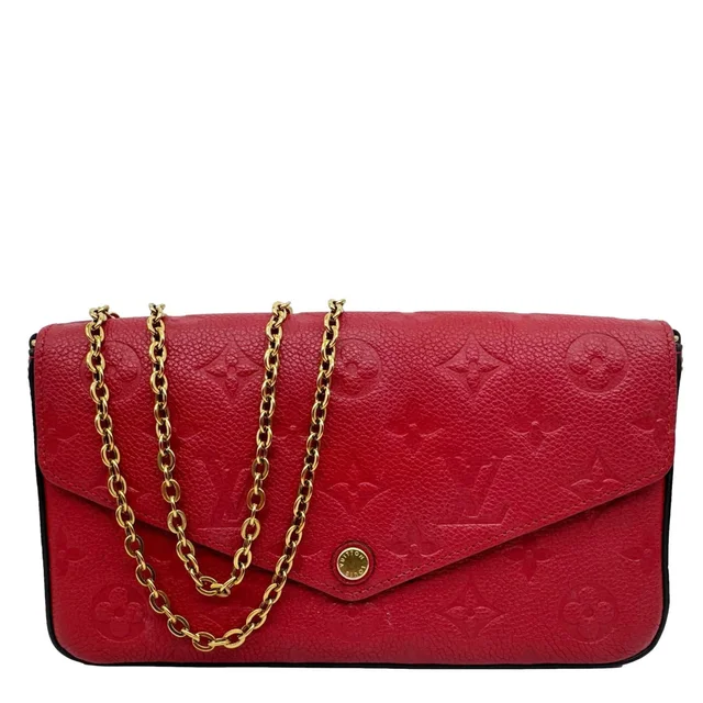 Louis Vuitton Felicie Monogram Empreinte Pochette Crossbody Bag Red in Red Leather from Dallas Designer Handbags