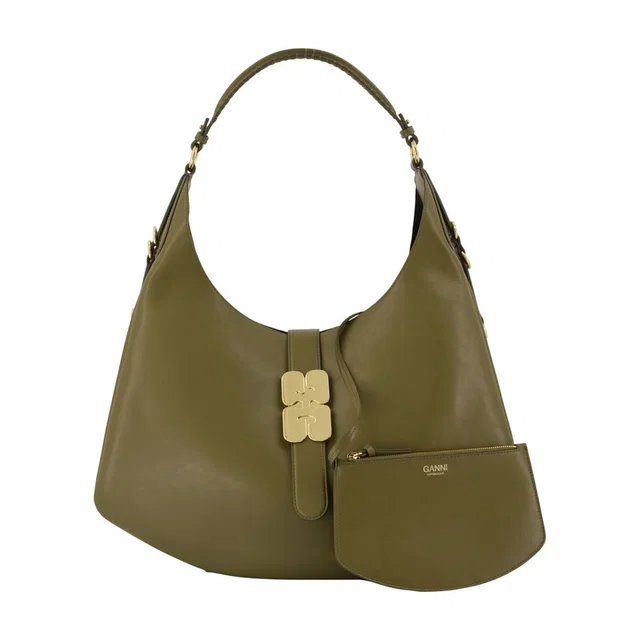 GANNI Kat Shoulder Bag — Green Synthetic in Green Leather from HEWI