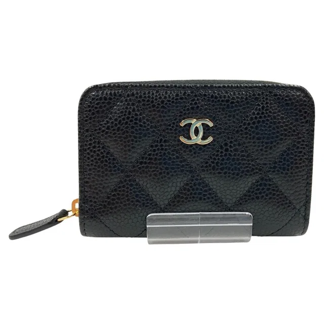 Chanel Quilted Classic Zip Coin Purse Caviar Leather Case Ap0216 Black in Black Caviar leather from The Reluxe