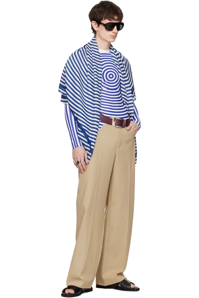 Jean Paul Gaultier Blue & White 'The Target' Cover-Up Scarf, photo 2 of 2 from SSENSE