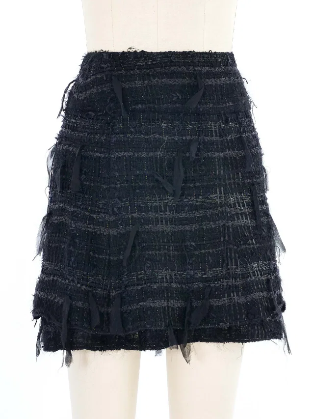 2005 Chanel Black Tweed Mini Skirt in Black Tweed from Arcade Vintage