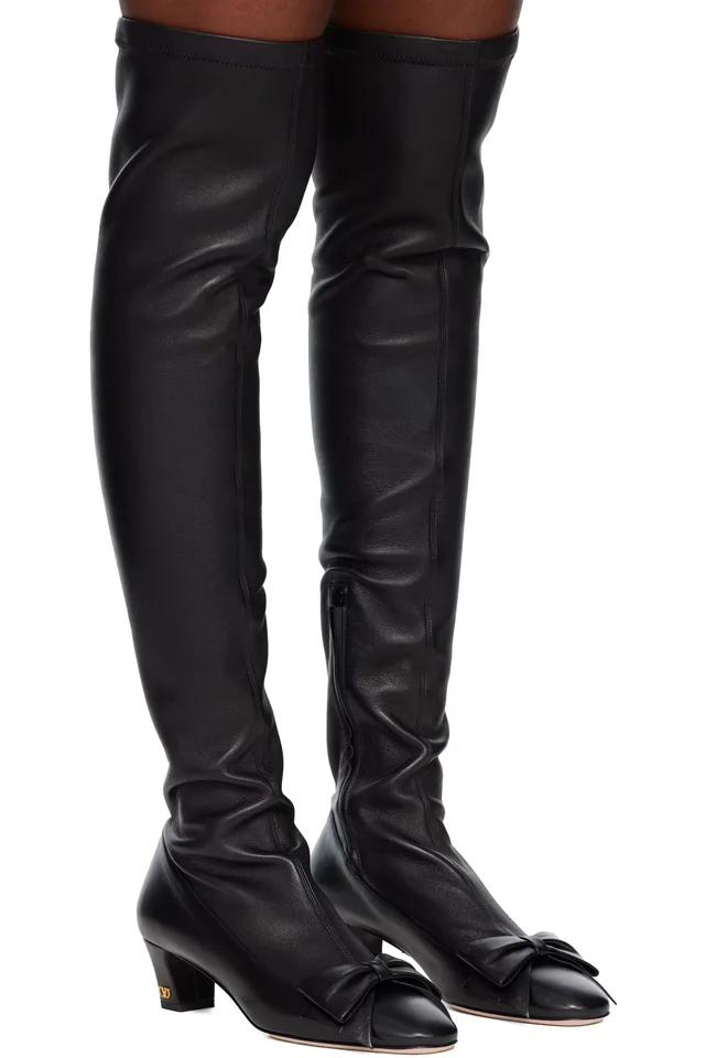 Valentino Garavani Black Over-The-Knee Tall Boots, photo 4 of 4 from SSENSE