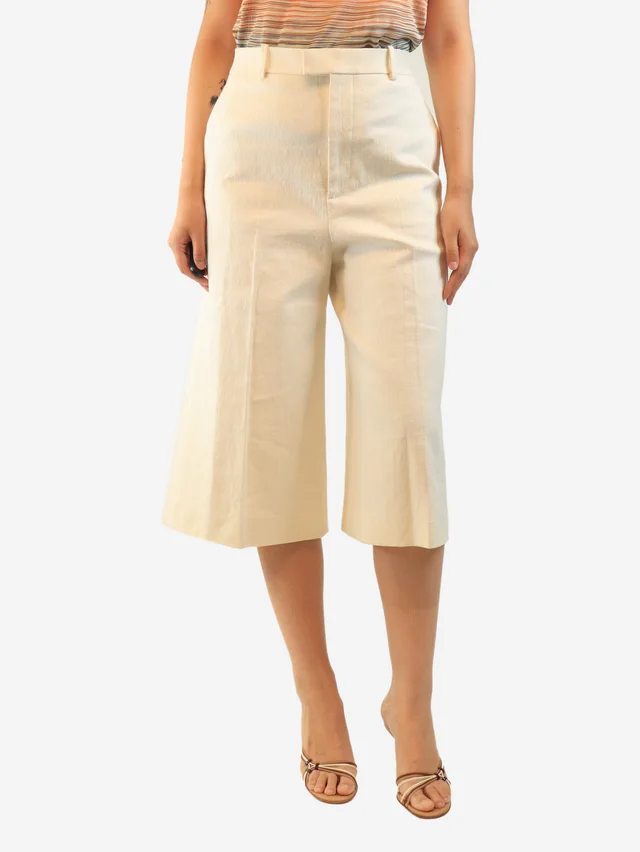 Bottega Veneta Ivory linen culottes - size UK 12 in White from Sign of the Times