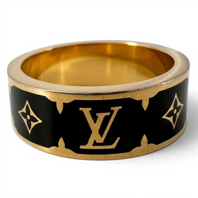 Louis Vuitton Ring Nano Glam Enamel Gold Black in Black from The Reluxe