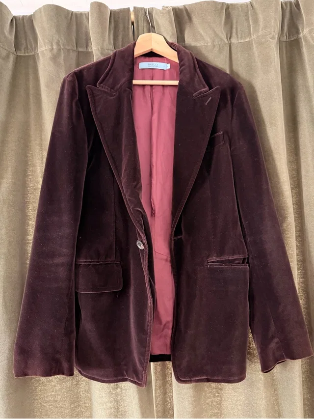 REDValentino Velvet Blazer In Deep Burgundy With Rose Lining in red Velvet from Poshmark