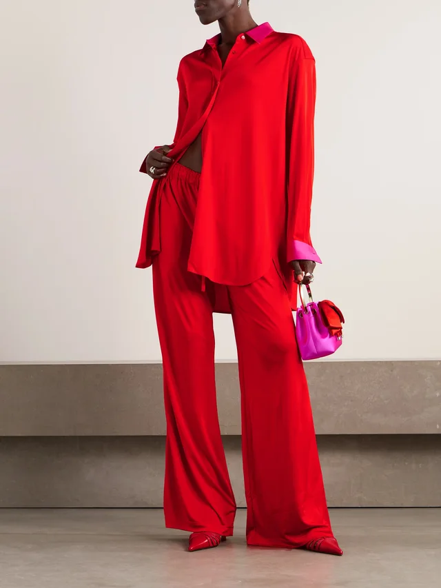 AZ FACTORY Aka wide-leg striped satin pajama pants in Red, photo 2 of 2 from NET-A-PORTER (Canada)