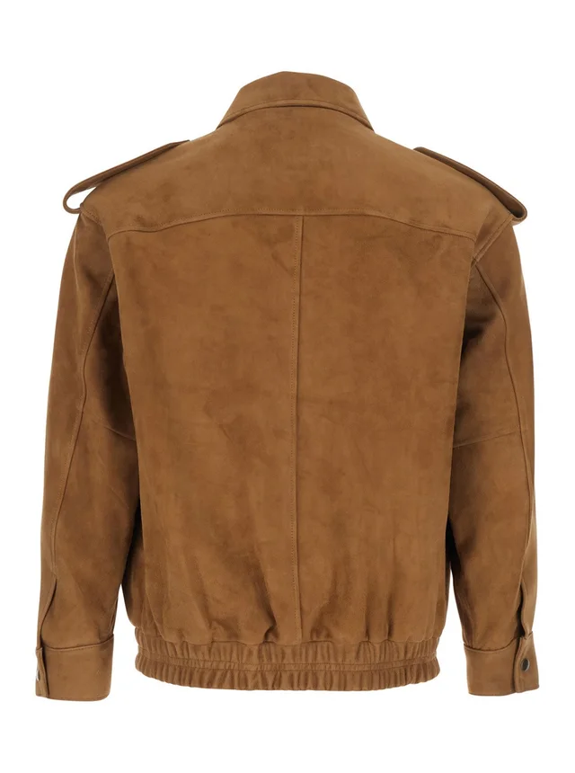 Tonywack Brown Jacket with Classic Collar and Elasticized Waist in Suede for Men in Brown 100% Goat, photo 3 of 5 from Gaudenzi Boutique