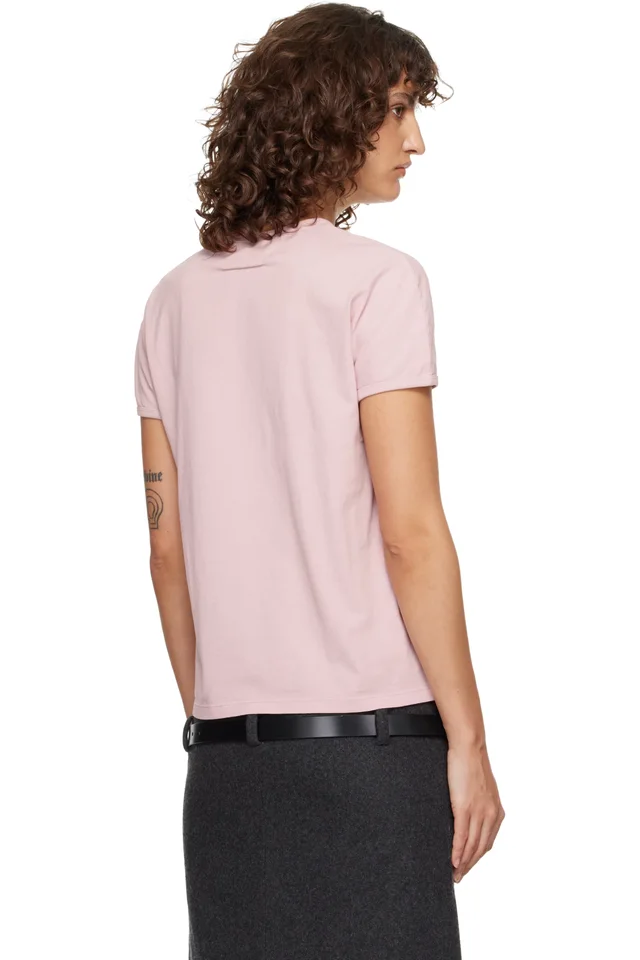 MM6 Maison Margiela Pink 'Margie' T-Shirt, photo 3 of 4 from SSENSE