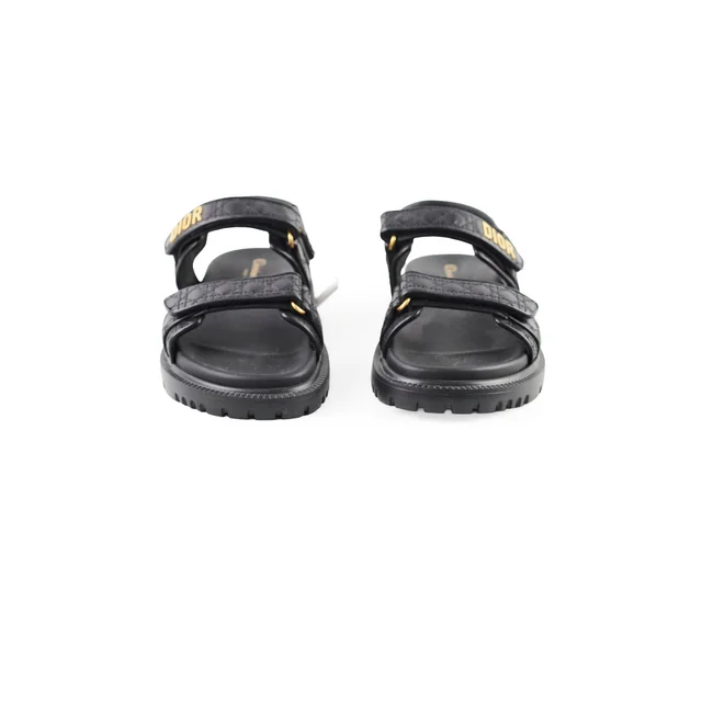Dior Quilted Calfskin Dioract Sandals Black Size 41 in Black Calfskin from The Purse Affair