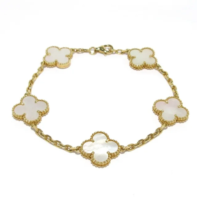 Van Cleef & Arpels Bracelet Vintage Alhambra 18k Yellow Gold Ivory 5 Motif in White from The Reluxe