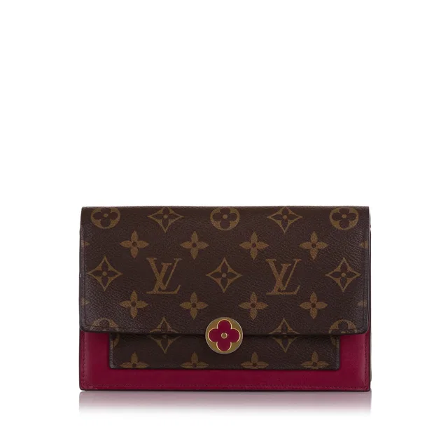 Brown Louis Vuitton Monogram Flore Wallet On Chain Crossbody Bag in Brown Coated canvas from Designer Revival
