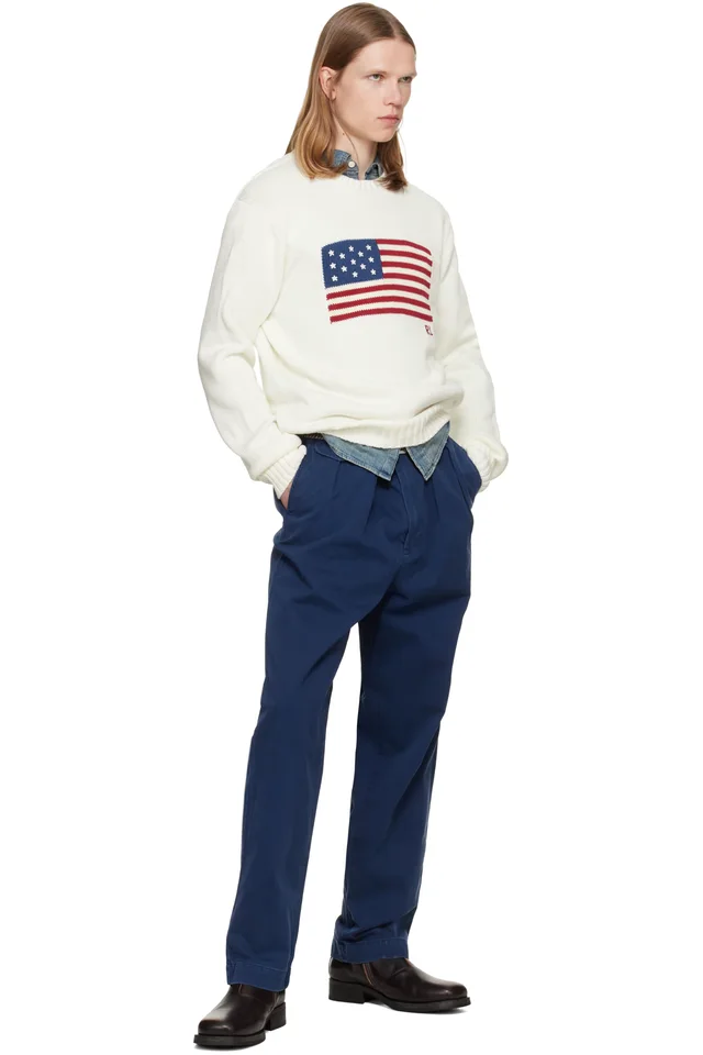 Polo Ralph Lauren White 'The Iconic Flag' Sweater, photo 4 of 4 from SSENSE