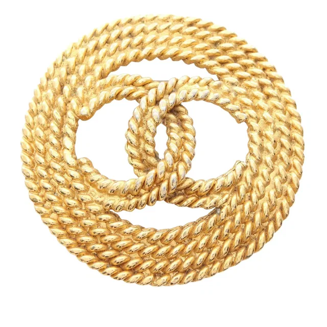 Gold Chanel Gold Plated CC Rope Brooch in Gold from Designer Revival