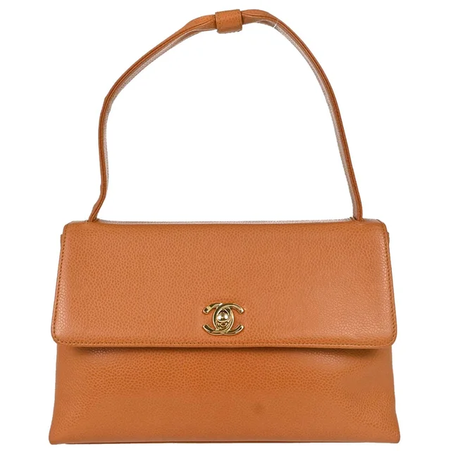 Chanel 1997-1999 Orange Caviar Skin Handbag in Orange Caviar leather from AMORE Vintage Tokyo