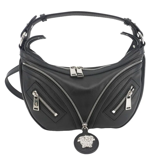 Versace Repeat Leather Hobo Shoulder Bag Black in Black Leather from Dallas Designer Handbags