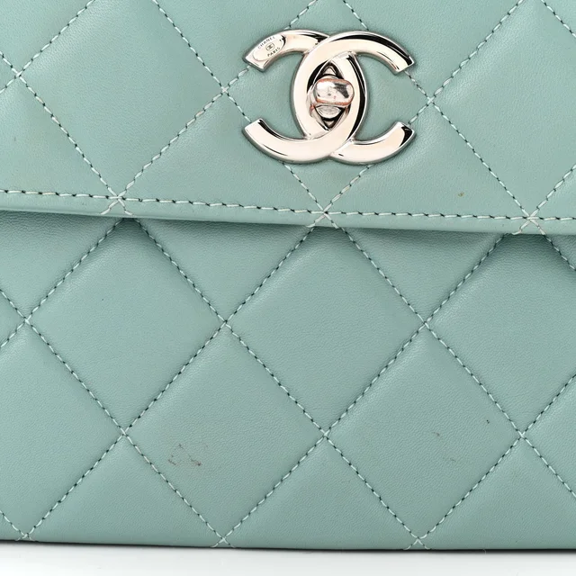 Chanel Quilted Small Trendy CC Flap Dual Handle Bag Light Blue in Blue Lambskin from FASHIONPHILE, photo 14 of 15