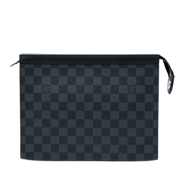 Black Louis Vuitton Damier Graphite Pochette Voyage MM Clutch Bag in Black Canvas from Designer Revival