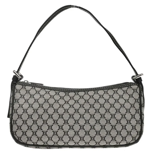 Celine Gray Black Macadam Handbag in Black Canvas from AMORE Vintage Tokyo