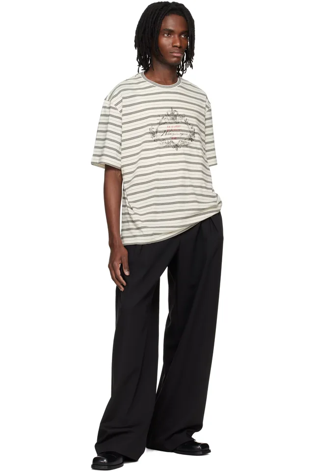 WOOYOUNGMI Off-White Striped T-shirt, photo 4 of 4 from SSENSE
