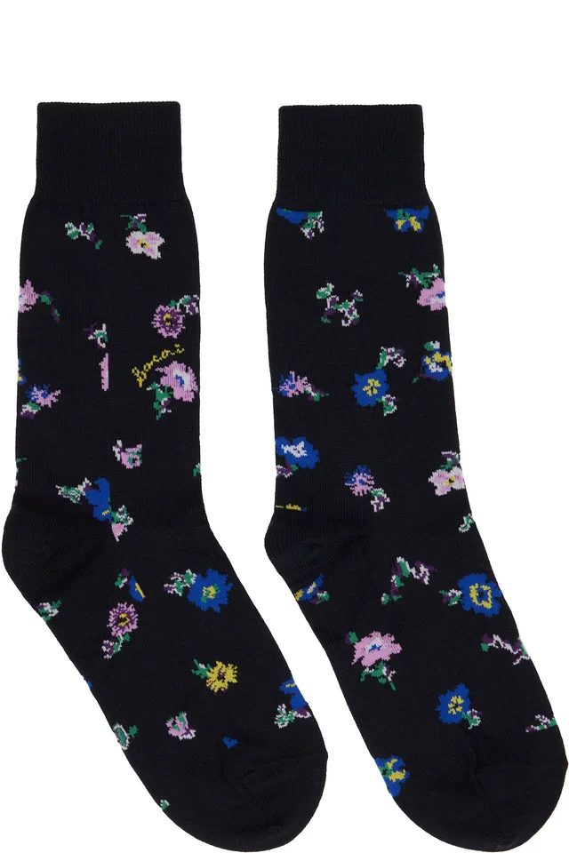 sacai Black Floral Socks from SSENSE, photo 1 of 1