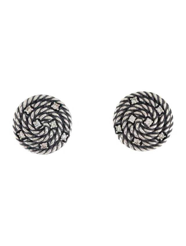 David Yurman Diamond Cable Coil Stud Earrings in multicolor from The RealReal