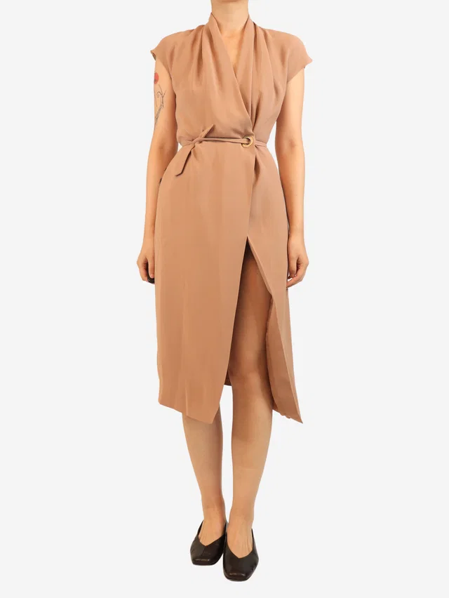 Giorgio Armani Dusty pink silk sleeveless wrap dress - size UK 10 in Pink Silk from Sign of the Times